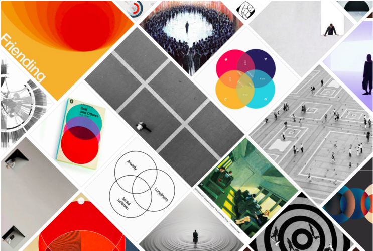 Moodboard / Inspirationsrecherche
Quadratische und kreisförmige
Strukturen aus Wissenschaft, Kunst
und Literatur dienen als Ausgangsbasis
für die Entwicklung der Logoidee